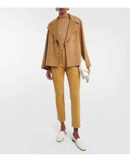 Joseph Natural Coleman Suede Cropped Pants