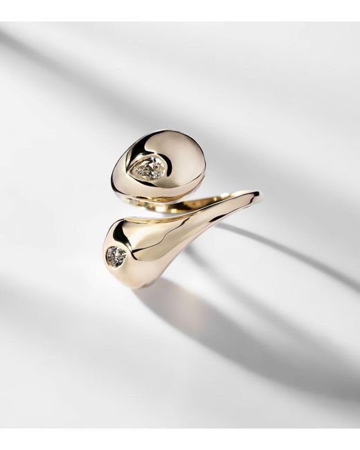Mateo White Water Droplet 14Kt Ring With Diamonds