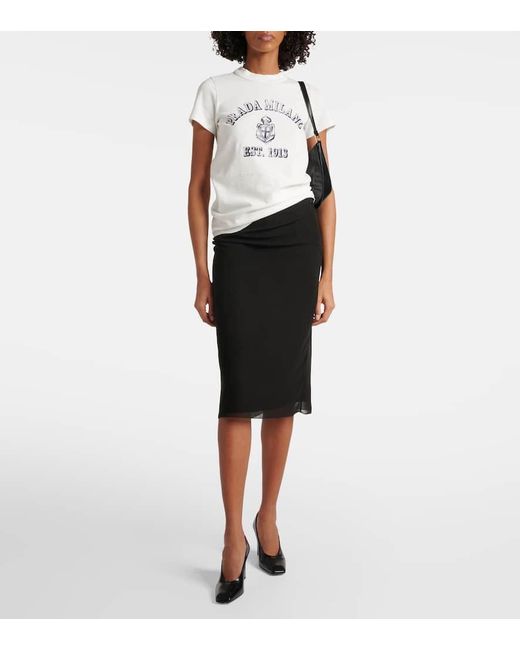 T-Shirt Blanc À Imprimé Logo Prada en coloris White