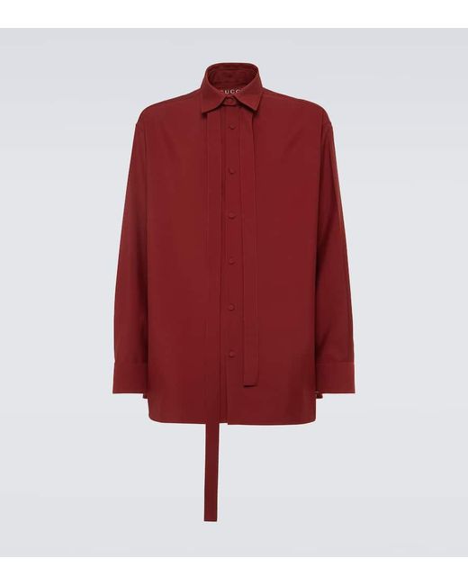 Gucci Red Scarf-Detail Wool Shirt for men