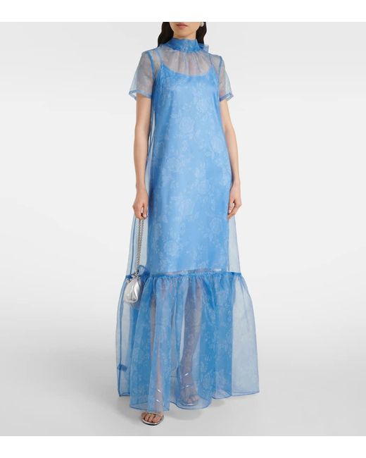 Staud Blue Calluna Floral Layered Dress