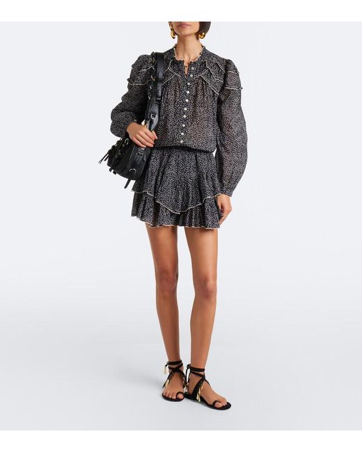 Isabel Marant Black Christa Polka-Dot Cotton Blouse