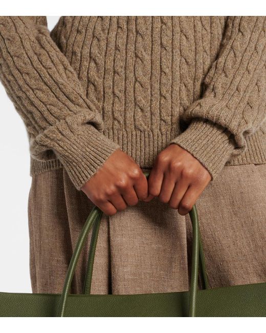 Loro Piana Brown Cable-Knit Cashmere Sweater