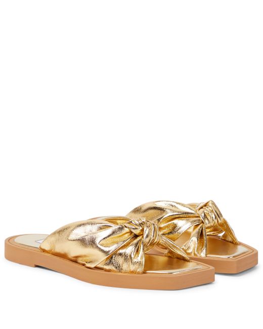 Jimmy Choo Tropica Metallic Leather Slides - Lyst