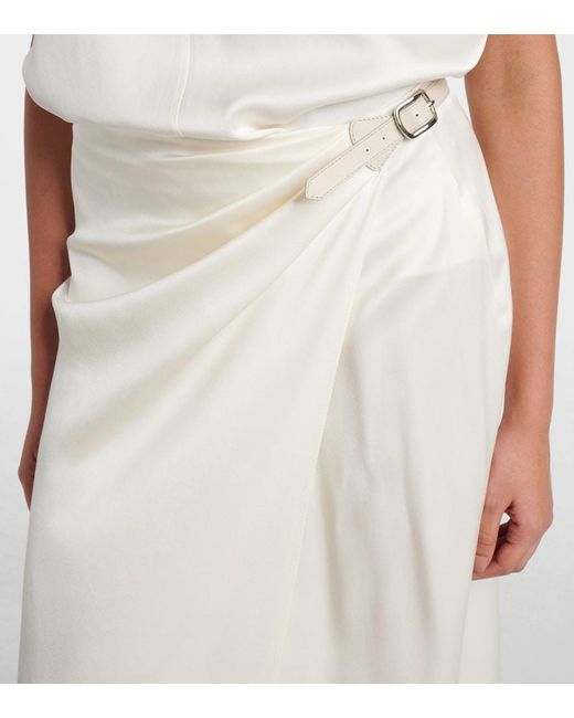 Tom Ford White Silk Satin Wrap Skirt