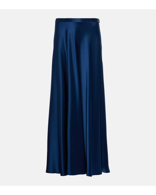 Polo Ralph Lauren Blue Satin Maxi Skirt