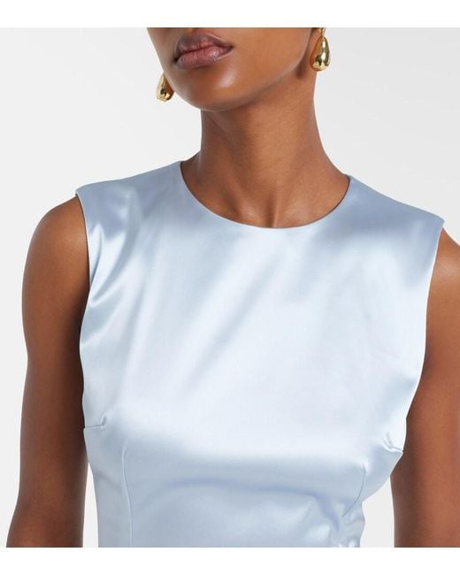 Dolce & Gabbana Blue Satin Midi Dress