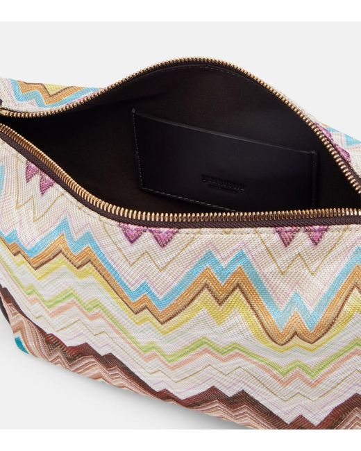 Missoni Metallic Soft Zigzag Leather-Trimmed Shoulder Bag
