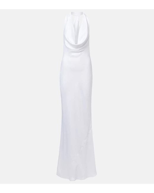 Vestido De Fiesta Drapeado Con Cuello Halter Norma Kamali de color White