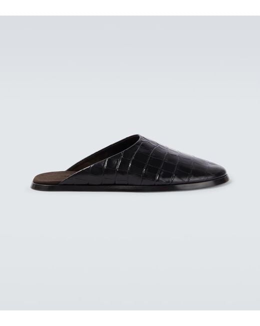 Fear Of God Black Croc-Effect Leather Mules for men