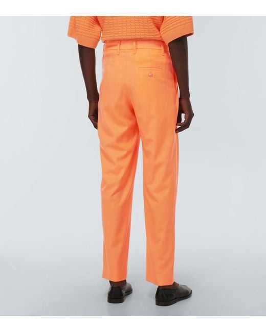 King & Tuckfield Orange Grant High-rise Wide-leg Wool Pants for men