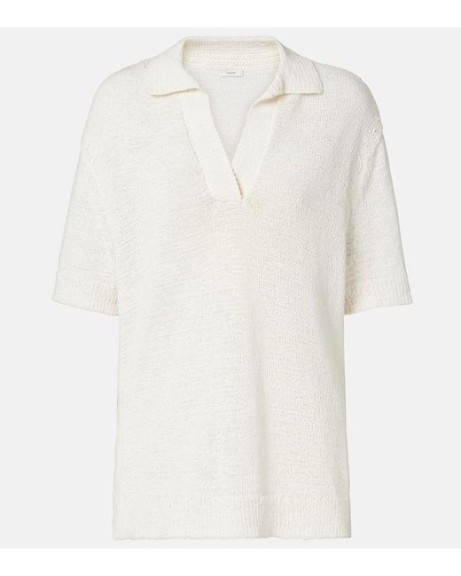 Joseph White Rian Oversized Cotton-Blend Polo Shirt