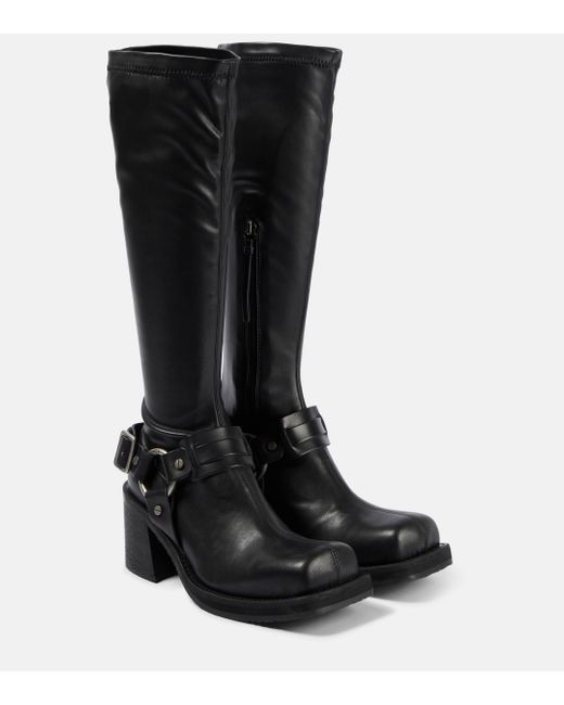 Acne Black Leather Platform Knee-high Boots