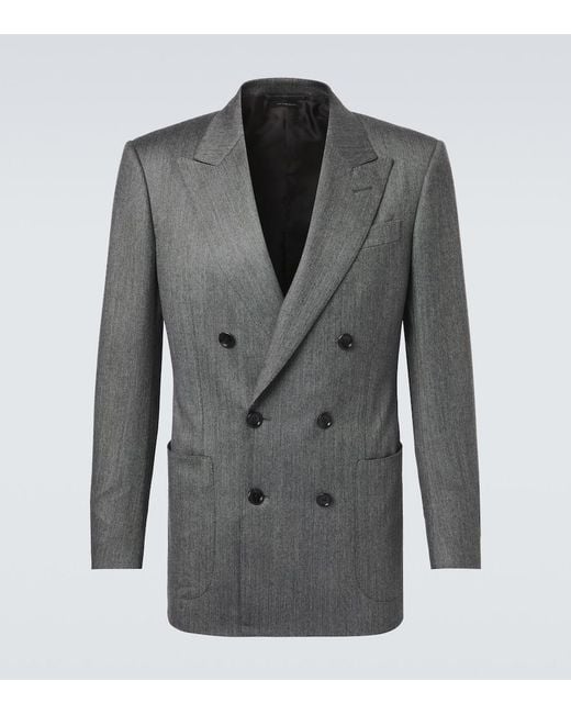 Tom Ford Gray Mouline Wool Twill Blazer for men