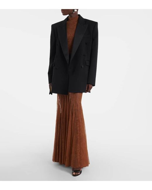 David Koma Brown Sheer Lace Gown