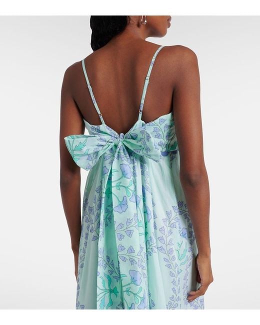 Juliet Dunn Blue Bedrucktes Midikleid Aus Baumwolle
