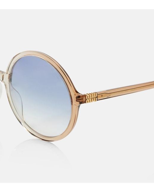 Miu Miu Blue Logo Round Sunglasses
