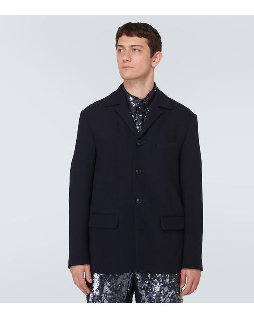 Dries Van Noten Blue Single-Breasted Blazer for men