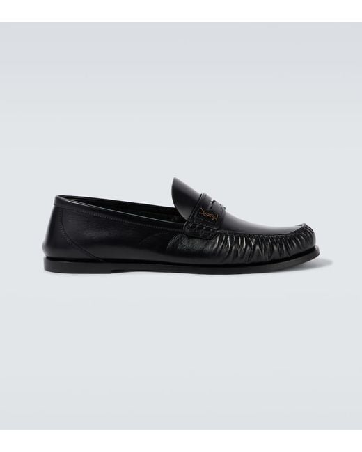 Saint Laurent Black Laurent Leather Penny Loafers for men