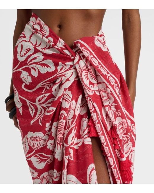 Farm Rio Red Pareo Cashew And Birds Aus Baumwolle