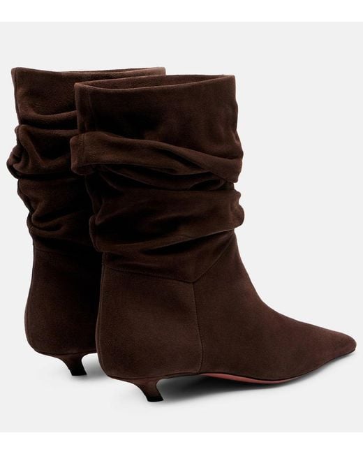 AMINA MUADDI Brown Ankle Boots Jamie 25 Aus Veloursleder