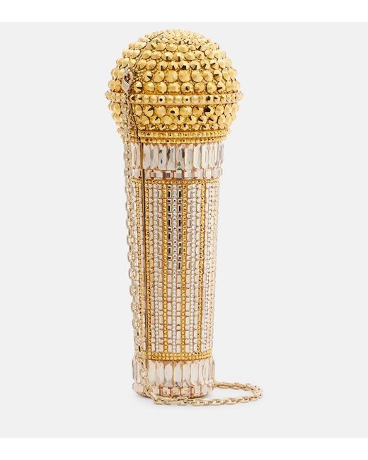 Judith Leiber Metallic Microphone Small Crystal-Embellished Clutch