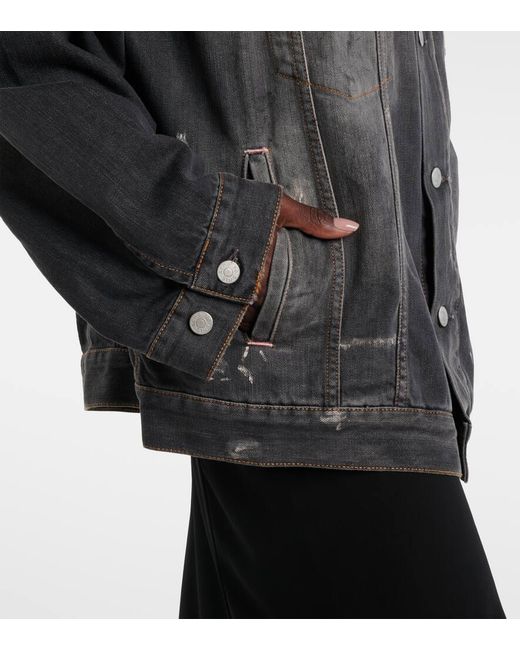 Chaqueta En Denim Estampada Acne de color Black