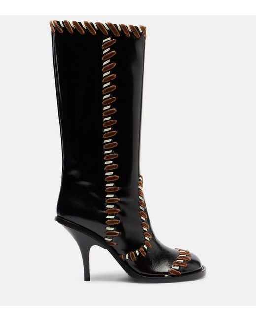 Dries Van Noten Black 90 Embellished Leather Boots