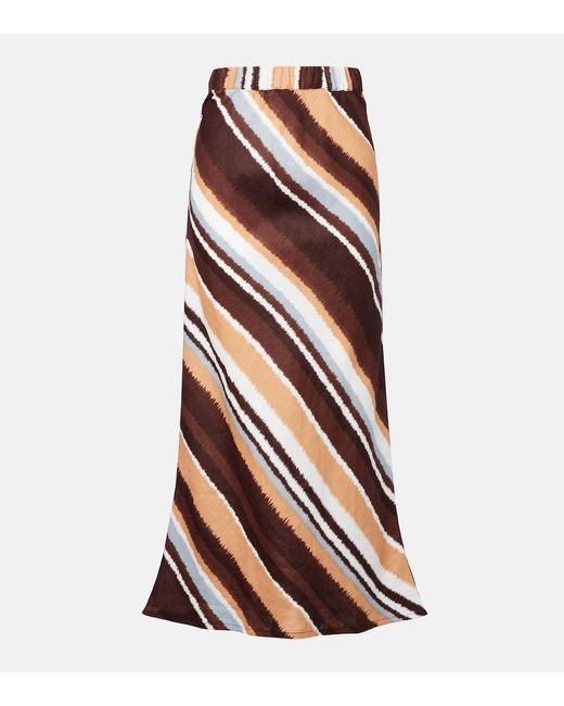 Faithfull The Brand Brown Dalicenca Striped Linen Maxi Skirt
