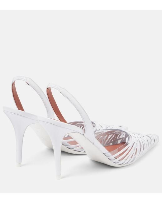 AMINA MUADDI White Lori 90 Leather Slingback Pumps