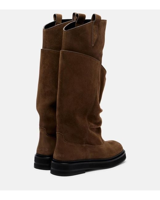 The Attico Brown Passeggiata Suede Combat Boots