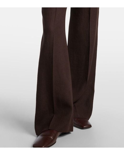 Loro Piana Brown Timi Linen Crepe Flared Pants