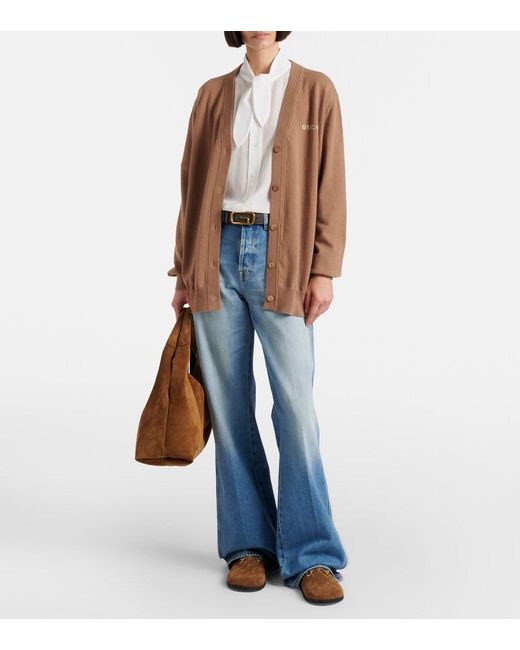 Gucci Brown Gg Horsebit Suede Mules