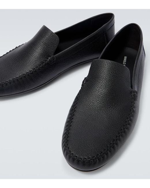 Manolo Blahnik Black Leather Loafers for men