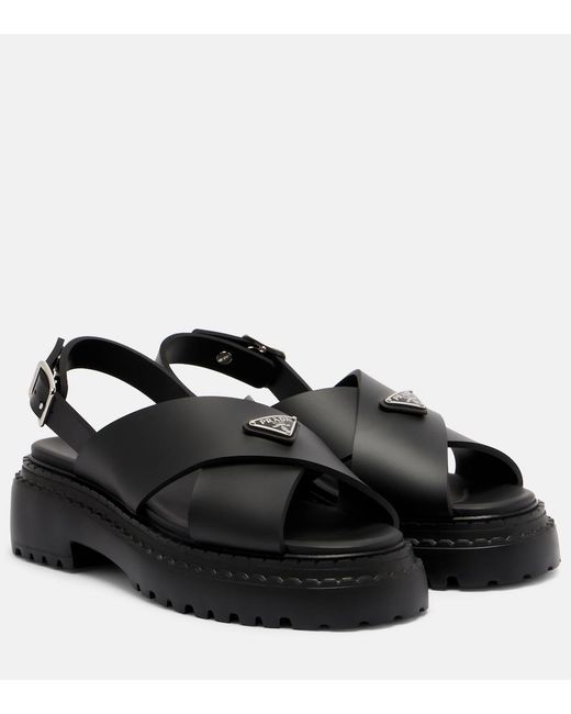 Prada Black Plateausandalen