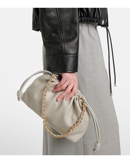 Loewe White Flamenco Medium Leather Shoulder Bag