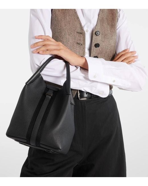 Loro Piana Black Bucket Bag Bale Small Aus Leder