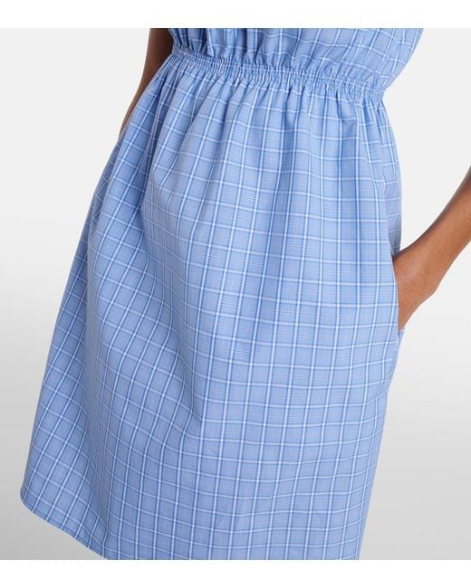 Miu Miu Blue Checked Cotton Poplin Minidress