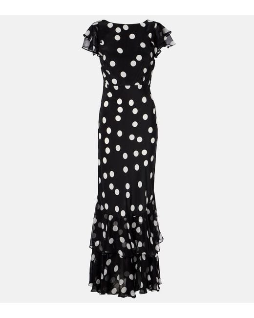 Rixo Black Ordinia Silk-Satin Midi Dress