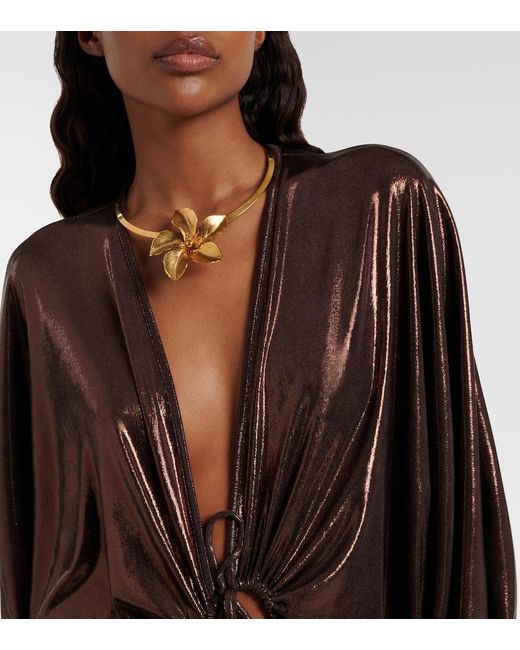 Jennifer Behr Metallic Keala Floral Pendant Necklace