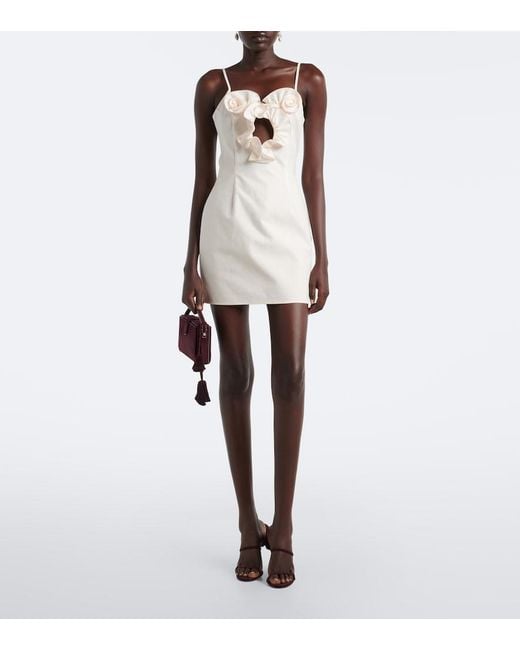 Magda Butrym Natural Floral-Applique Cotton Minidress