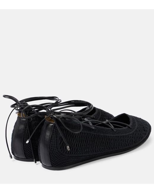 Isabel Marant Black Belna Open-Knit Ballet Flats