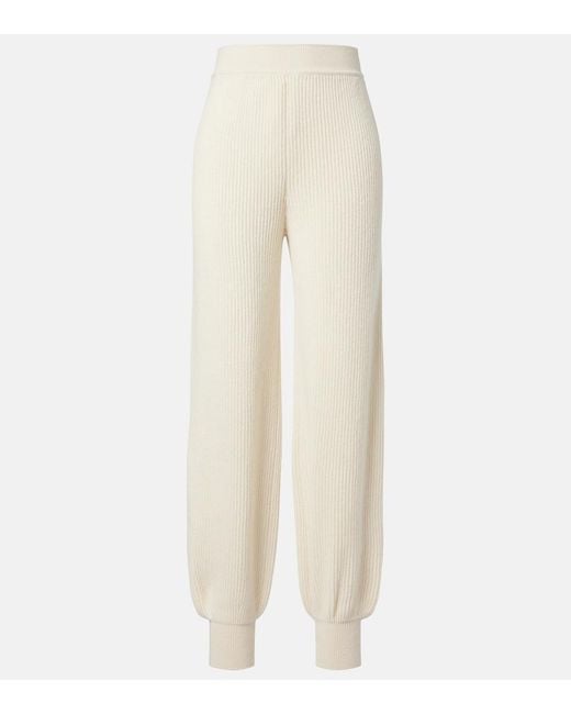 Loro Piana Natural Juniper Ribbed-Knit Cashmere Sweatpants