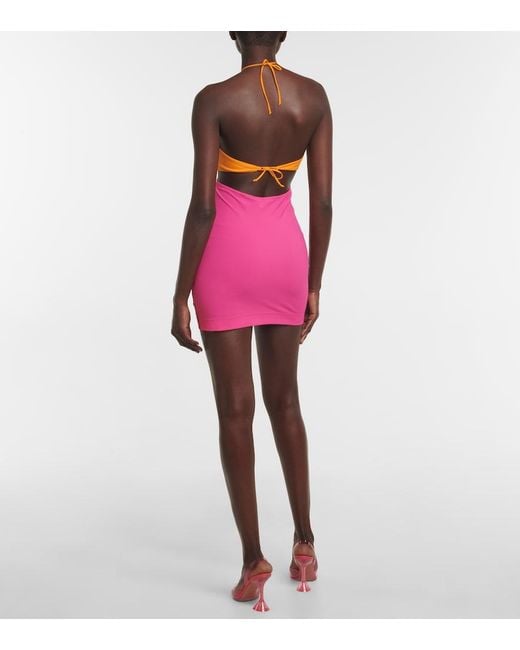 Nensi Dojaka Pink Cutout Cotton Minidress