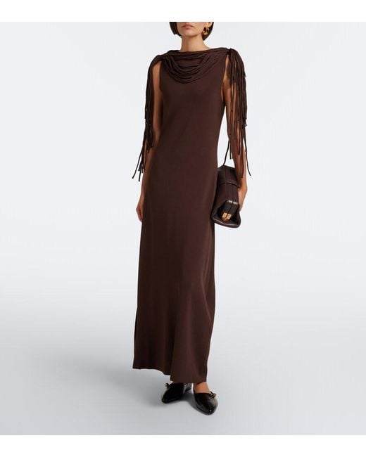 Altuzarra Brown Fringed Jersey Maxi Dress