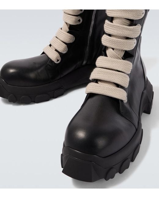 Rick Owens Black Jumbolace Army Leather Combat Boots for men