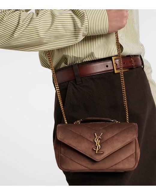 Saint Laurent Brown Loulou Suede Shoulder Bag