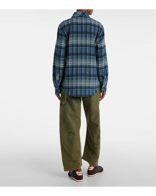 God's True Cashmere Blue Checked Cashmere Shirt