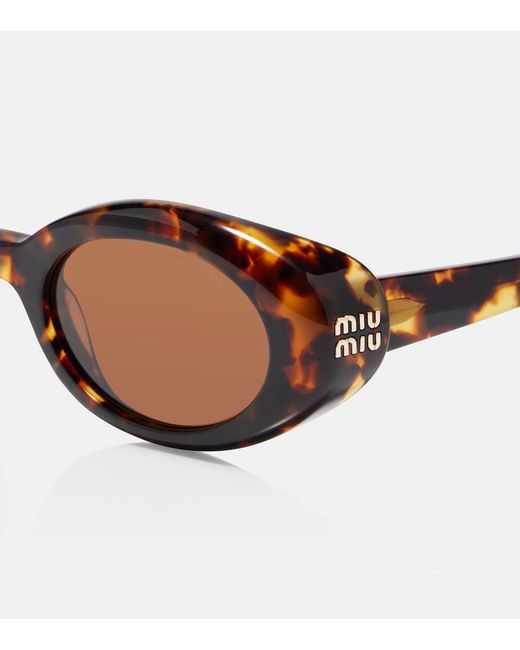 Miu Miu Brown Reverie Oval Sunglasses