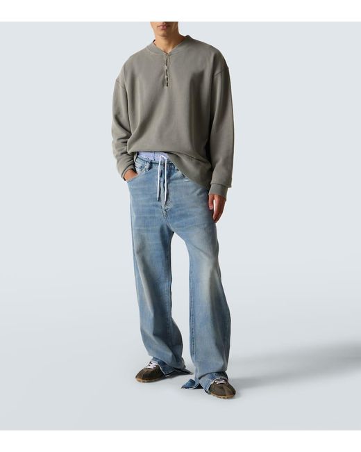 Sudadera De Algodon Con Cremallera Parcial Maison Margiela de hombre de color Gray